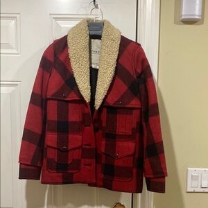 Denim & Supply Ralph Lauren Red Plaid Jacket with Cream Collar